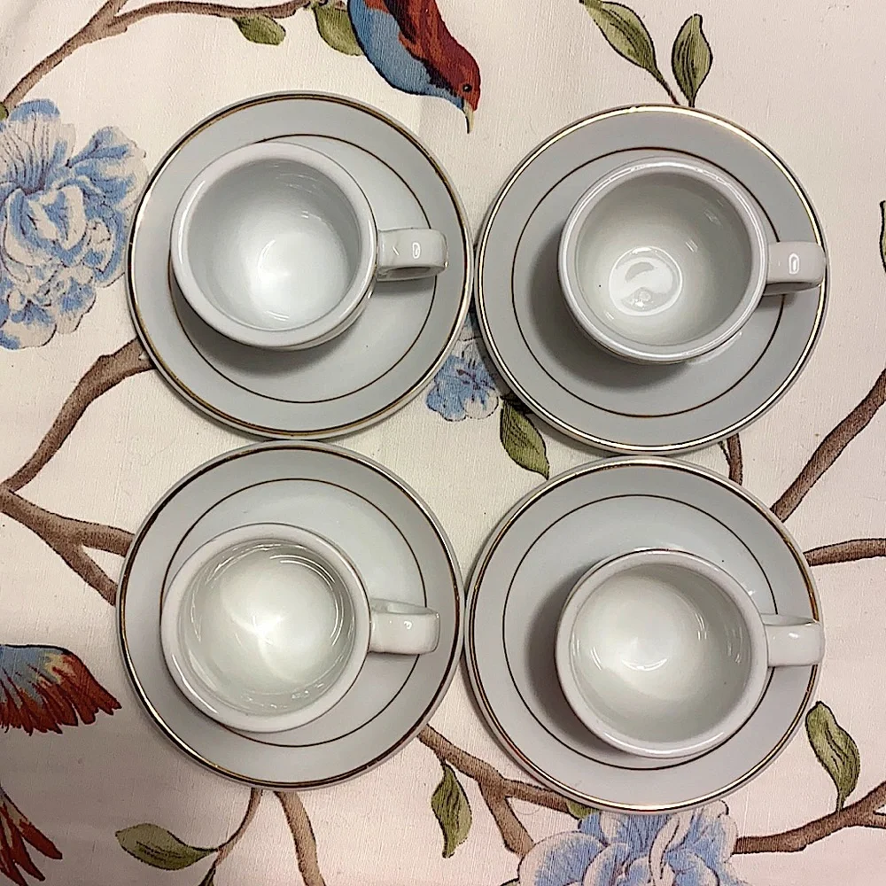 Casa Elite Mini Cups and Saucers With Gold Rims